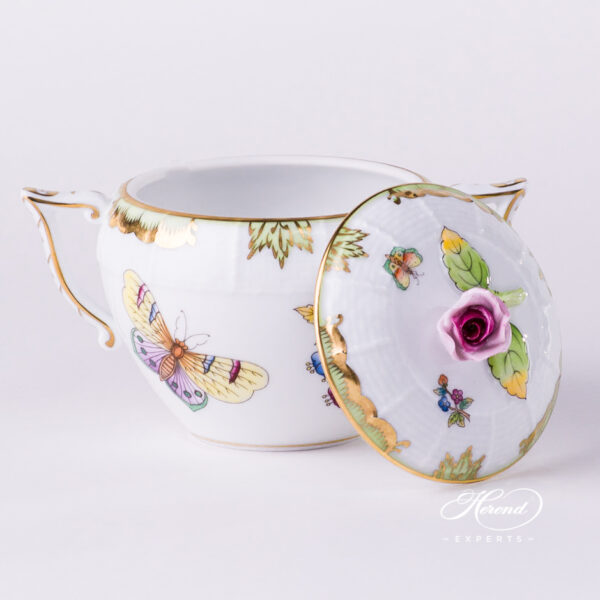 Sugar Basin w. Rose Knob 471-0-09 VBO Queen Victoria design. Herend fine china tableware. Hand painted