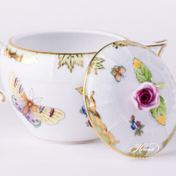 Sugar Basin w. Rose Knob 471-0-09 VBO Queen Victoria design. Herend fine china tableware. Hand painted