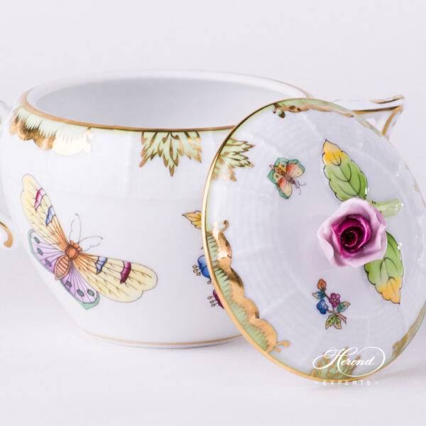 Sugar Basin w. Rose Knob 471-0-09 VBO Queen Victoria design. Herend fine china tableware. Hand painted