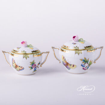 Sugar Basin w. Rose Knob 471-0-09 VBO Queen Victoria design. Herend fine china tableware. Hand painted