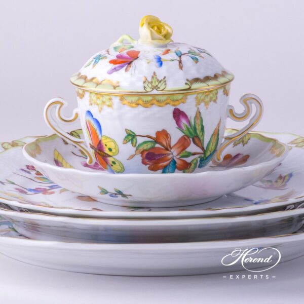 Place Setting 5 Pieces - Herend Old Queen VICTORIA decor. Herend porcelain tableware. Hand painted