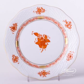 Dessert Plate 517-0-00 AOG Chinese Bouquet Rust / Apponyi Orange decor. Herend porcelain tableware. Hand painted