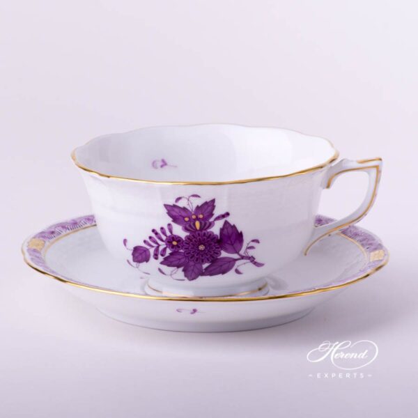 Tea Cup w. Saucer 733-0-00 AL Chinese Bouquet / Apponyi Lilac design. Herend fine china