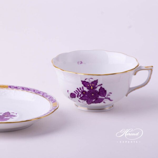 Tea Cup w. Saucer 733-0-00 AL Chinese Bouquet / Apponyi Lilac design. Herend fine china