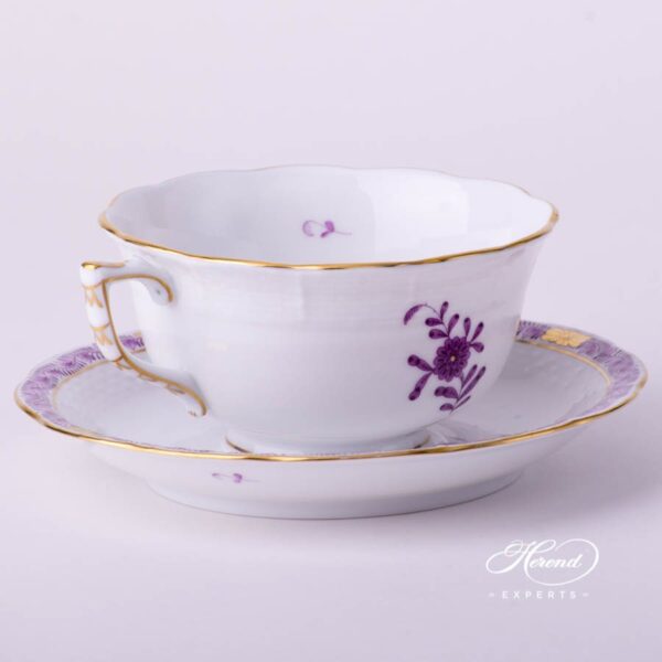 Tea Cup w. Saucer 733-0-00 AL Chinese Bouquet / Apponyi Lilac design. Herend fine china