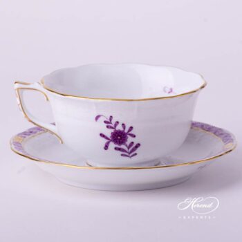 Tea Cup w. Saucer 733-0-00 AL Chinese Bouquet / Apponyi Lilac design. Herend fine china