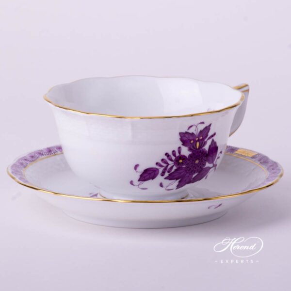 Tea Cup w. Saucer 733-0-00 AL Chinese Bouquet / Apponyi Lilac design. Herend fine china