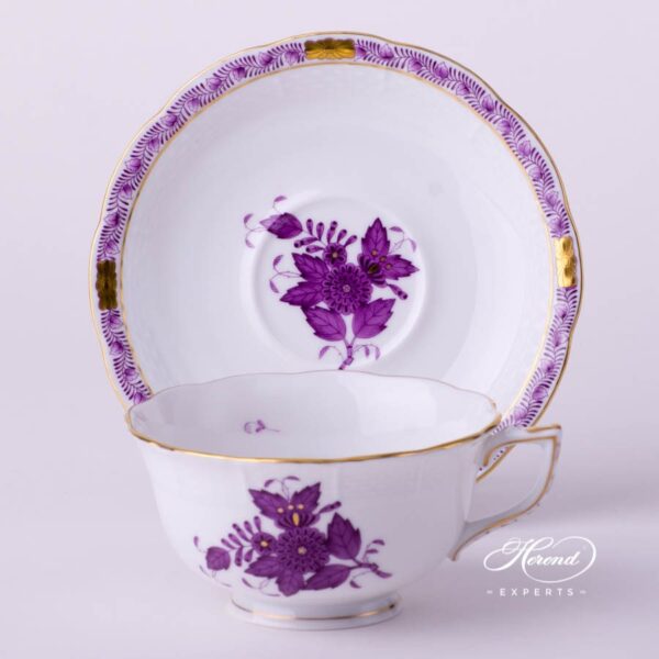 Tea Cup w. Saucer 733-0-00 AL Chinese Bouquet / Apponyi Lilac design. Herend fine china