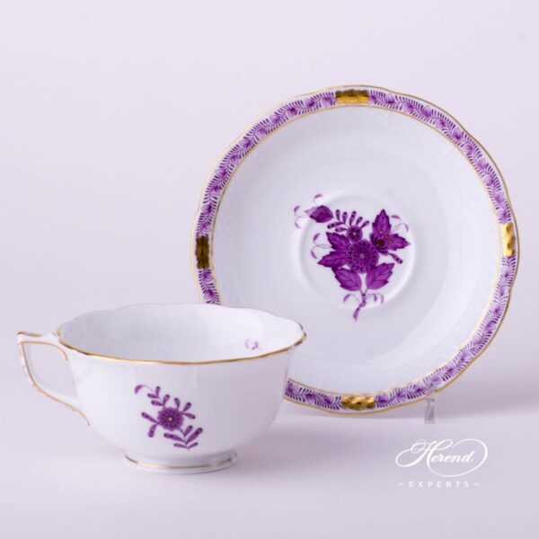 Tea Cup w. Saucer 733-0-00 AL Chinese Bouquet / Apponyi Lilac design. Herend fine china