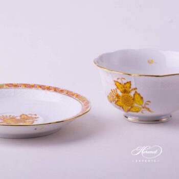 Tea Cup w. Saucer 733-0-00 AJ Chinese Bouquet / Apponyi Yellow design. Herend fine china hand painted. Classical style tableware