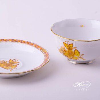 Tea Cup w. Saucer 733-0-00 AJ Chinese Bouquet / Apponyi Yellow design. Herend fine china hand painted. Classical style tableware