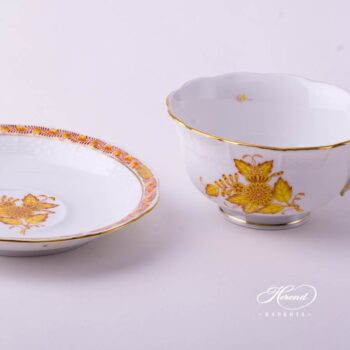 Tea Cup w. Saucer 733-0-00 AJ Chinese Bouquet / Apponyi Yellow design. Herend fine china hand painted. Classical style tableware