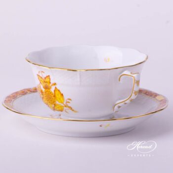 Tea Cup w. Saucer 733-0-00 AJ Chinese Bouquet / Apponyi Yellow design. Herend fine china hand painted. Classical style tableware