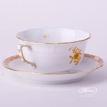 Tea Cup w. Saucer 733-0-00 AJ Chinese Bouquet / Apponyi Yellow design. Herend fine china hand painted. Classical style tableware