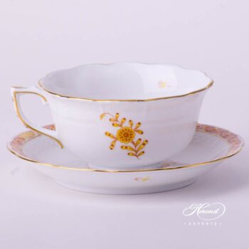 Tea Cup w. Saucer 733-0-00 AJ Chinese Bouquet / Apponyi Yellow design. Herend fine china hand painted. Classical style tableware