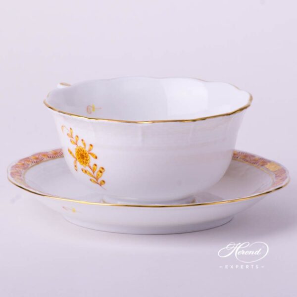 Tea Cup w. Saucer 733-0-00 AJ Chinese Bouquet / Apponyi Yellow design. Herend fine china hand painted. Classical style tableware