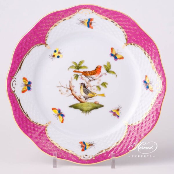 Dessert Plate 519-0-00 RO-EOP Rothschild Bird Raspberry / Purple Fish Scale design. Herend fine china tableware. Hand painted