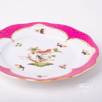 Dessert Plate 519-0-00 RO-EOP Rothschild Bird Raspberry / Purple Fish Scale design. Herend fine china tableware. Hand painted