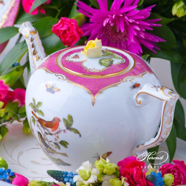 Tea Set for 2 Persons - Rothschild Bird Purple Fish Scale RO-EOP decor. Herend porcelain tableware. Hand painted