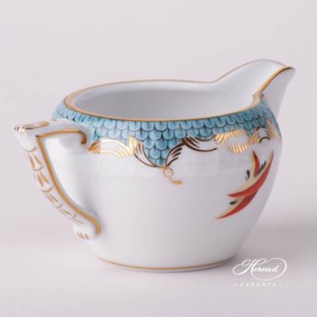 Creamer 649-0-00 CFR-ET Fruits w. Turquoise Fish Scale design. Herend fine china tableware. Hand painted