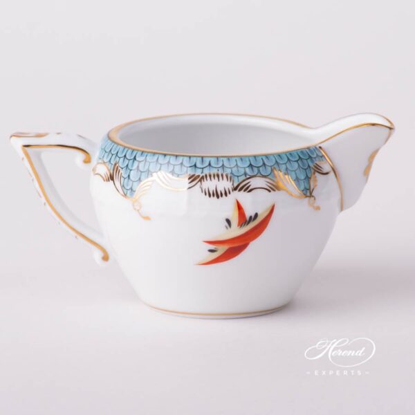 Creamer 649-0-00 CFR-ET Fruits w. Turquoise Fish Scale design. Herend fine china tableware. Hand painted