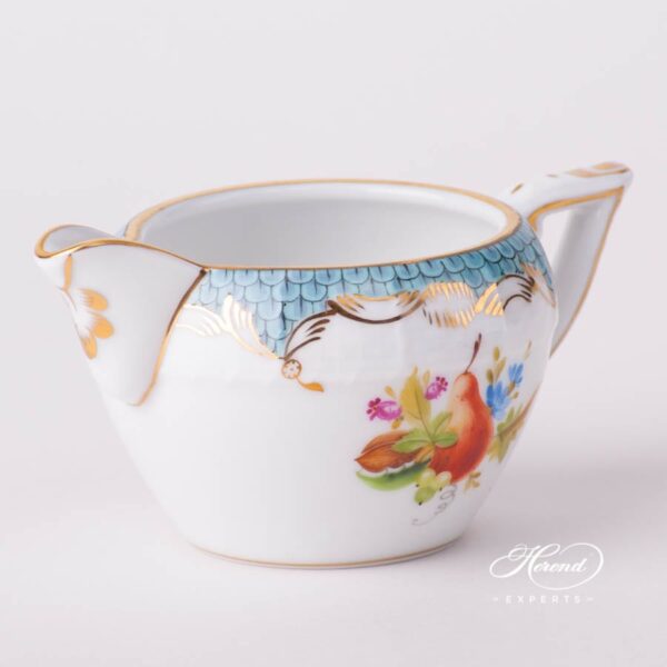 Creamer 649-0-00 CFR-ET Fruits w. Turquoise Fish Scale design. Herend fine china tableware. Hand painted