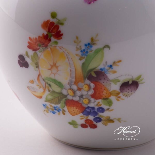 Tea Pot with Strawberry Knob 606-0-11 CFR-ET Fruits w. Turquoise Fish Scale design. Herend porcelain tableware. Hand painted