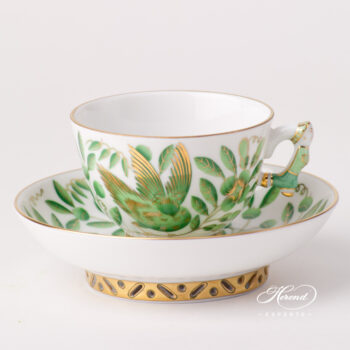 Tea / Coffee / Espresso Cup with Saucer 3371-0-21 ZOVA Green ZOO design. Herend fine china tableware. Hand painted