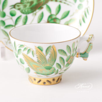 Tea / Coffee / Espresso Cup with Saucer 3371-0-21 ZOVA Green ZOO design. Herend fine china tableware. Hand painted