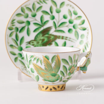 Tea / Coffee / Espresso Cup with Saucer 3371-0-21 ZOVA Green ZOO design. Herend fine china tableware. Hand painted