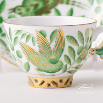Tea / Coffee / Espresso Cup with Saucer 3371-0-21 ZOVA Green ZOO design. Herend fine china tableware. Hand painted