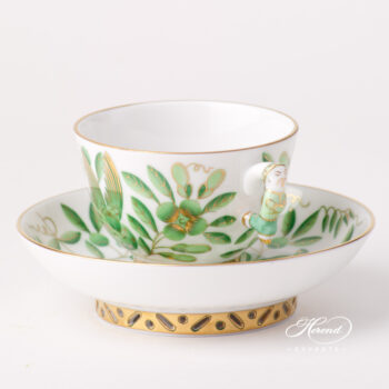 Tea / Coffee / Espresso Cup with Saucer 3371-0-21 ZOVA Green ZOO design. Herend fine china tableware. Hand painted