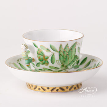Tea / Coffee / Espresso Cup with Saucer 3371-0-21 ZOVA Green ZOO design. Herend fine china tableware. Hand painted