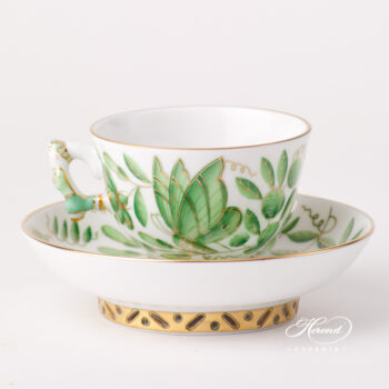Tea / Coffee / Espresso Cup with Saucer 3371-0-21 ZOVA Green ZOO design. Herend fine china tableware. Hand painted