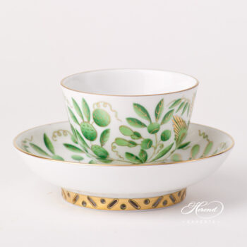 Tea / Coffee / Espresso Cup with Saucer 3371-0-21 ZOVA Green ZOO design. Herend fine china tableware. Hand painted