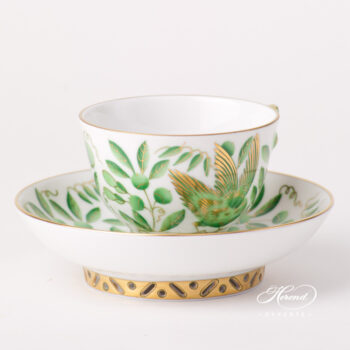 Tea / Coffee / Espresso Cup with Saucer 3371-0-21 ZOVA Green ZOO design. Herend fine china tableware. Hand painted