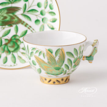 Tea / Coffee / Espresso Cup with Saucer 3371-0-21 ZOVA Green ZOO design. Herend fine china tableware. Hand painted