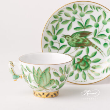 Tea / Coffee / Espresso Cup with Saucer 3371-0-21 ZOVA Green ZOO design. Herend fine china tableware. Hand painted