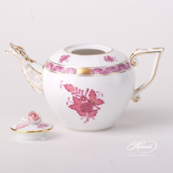 Miniature Tea Pot w. Rose Knob 608-0-09 AP2 Chinese Bouquet Raspberry / Apponyi Light Purple design. Herend fine china tableware. Hand painted