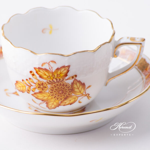 Coffee / Espresso Cup w. Saucer 711-0-00 AJ Chinese Bouquet / Apponyi Yellow design. Herend fine china