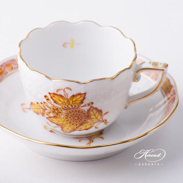 Coffee / Espresso Cup w. Saucer 711-0-00 AJ Chinese Bouquet / Apponyi Yellow design. Herend fine china