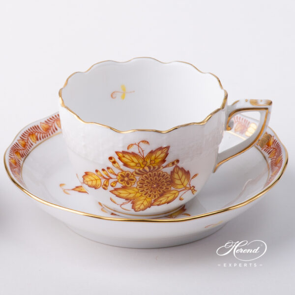 Coffee / Espresso Cup w. Saucer 711-0-00 AJ Chinese Bouquet / Apponyi Yellow design. Herend fine china