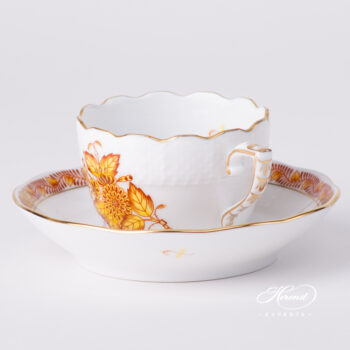 Coffee / Espresso Cup w. Saucer 711-0-00 AJ Chinese Bouquet / Apponyi Yellow design. Herend fine china