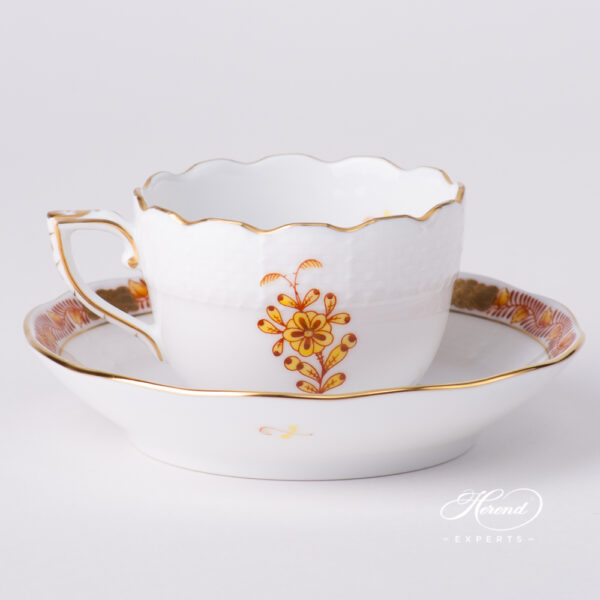 Coffee / Espresso Cup w. Saucer 711-0-00 AJ Chinese Bouquet / Apponyi Yellow design. Herend fine china