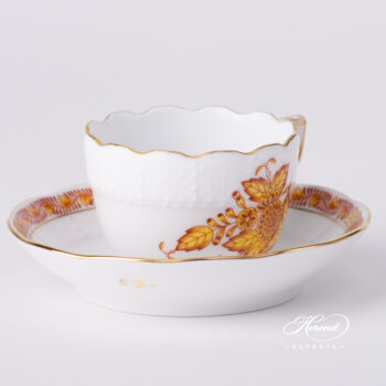 Coffee / Espresso Cup w. Saucer 711-0-00 AJ Chinese Bouquet / Apponyi Yellow design. Herend fine china
