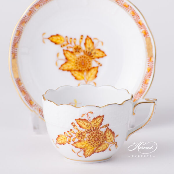 Coffee / Espresso Cup w. Saucer 711-0-00 AJ Chinese Bouquet / Apponyi Yellow design. Herend fine china