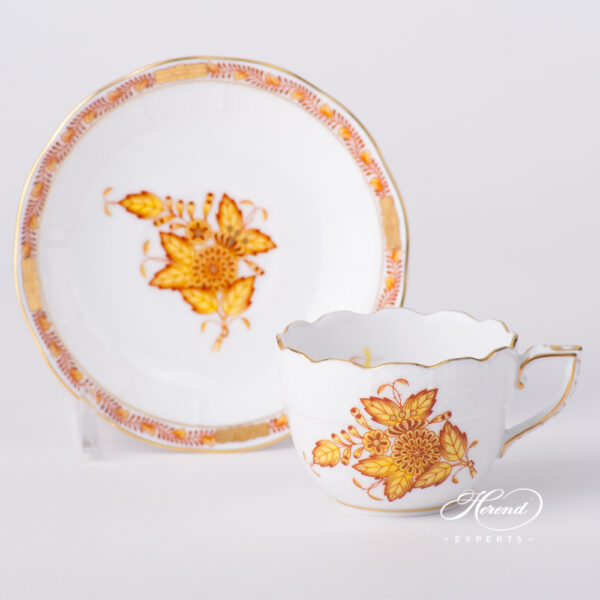 Coffee / Espresso Cup w. Saucer 711-0-00 AJ Chinese Bouquet / Apponyi Yellow design. Herend fine china