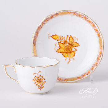 Coffee / Espresso Cup w. Saucer 711-0-00 AJ Chinese Bouquet / Apponyi Yellow design. Herend fine china