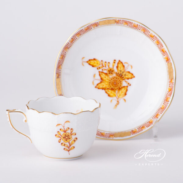 Coffee / Espresso Cup w. Saucer 711-0-00 AJ Chinese Bouquet / Apponyi Yellow design. Herend fine china