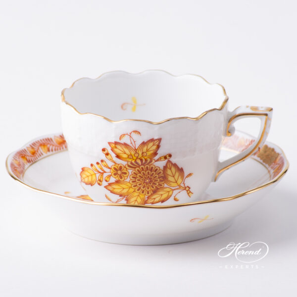 Coffee / Espresso Cup w. Saucer 711-0-00 AJ Chinese Bouquet / Apponyi Yellow design. Herend fine china